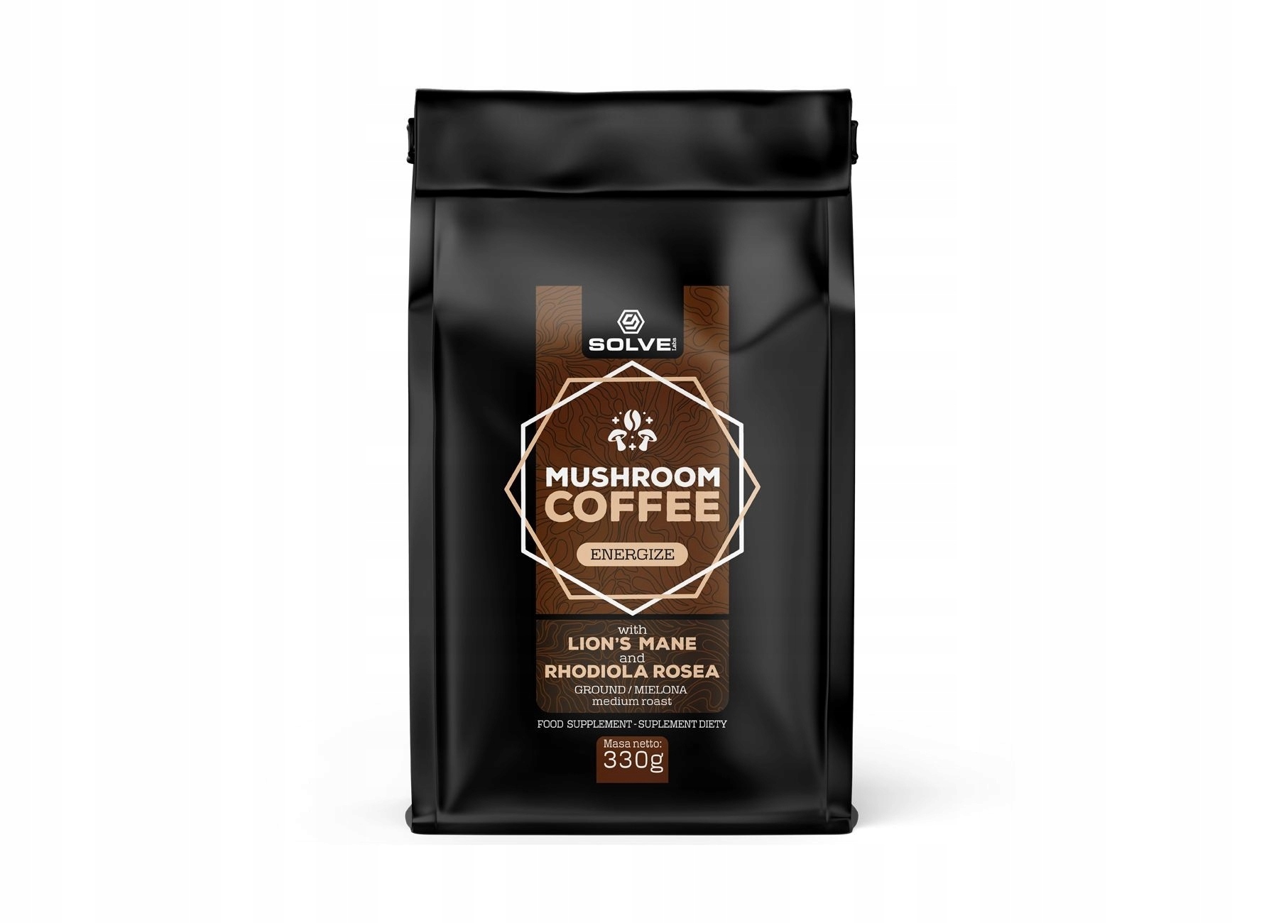 1. Solve Labs Mushroom Coffee 330g – Kawa z Lion's mane i Rhodiola
