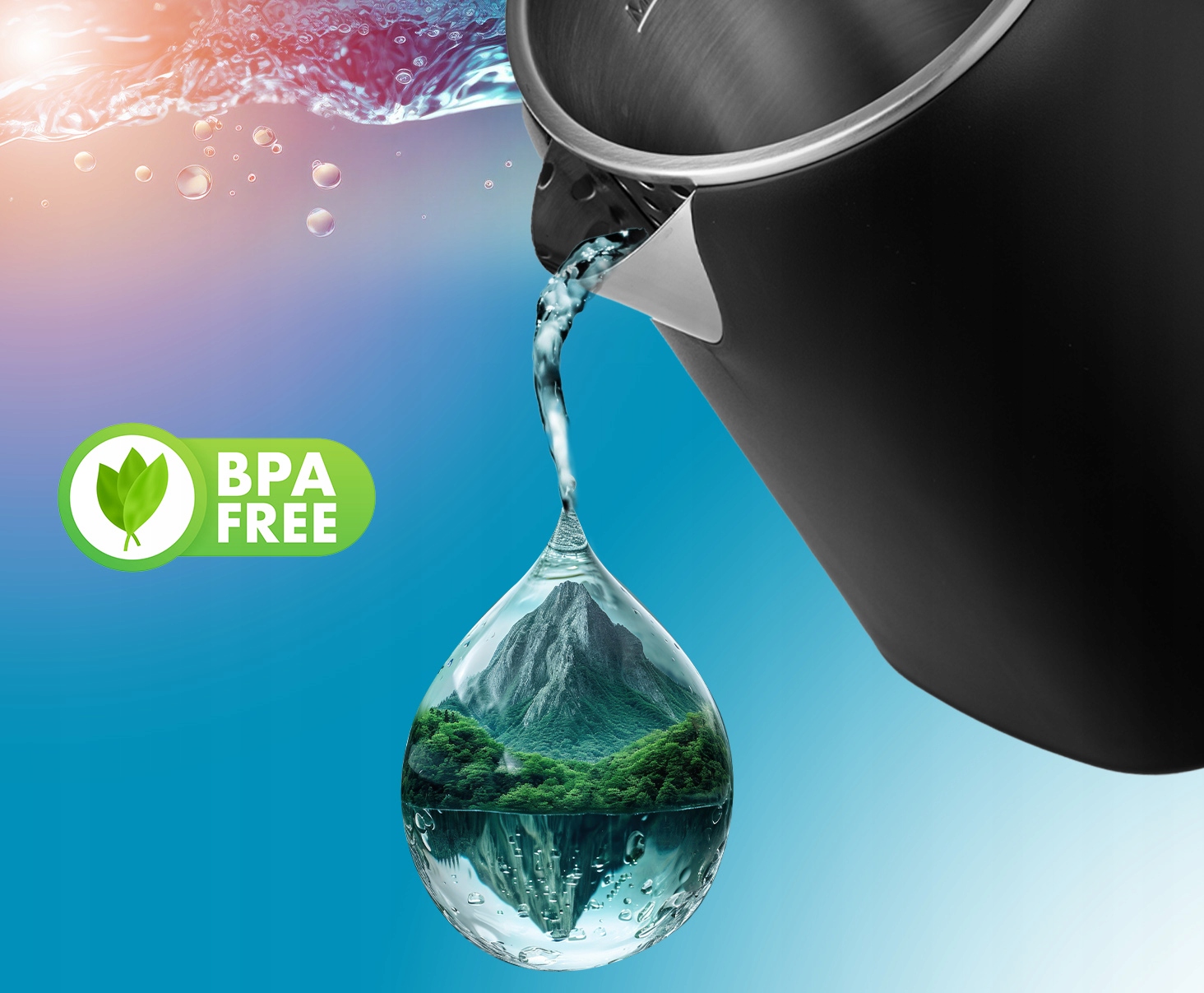 CZAJNIK ELEKTRYCZNY BEZPRZEWODOWY REGULACJA DOTYKOWY WYŚWIETLACZ LED 1,7L Model Aqua Black 20