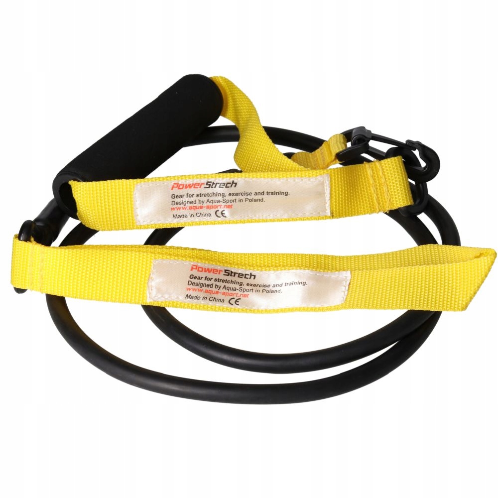 AQUA-SPORT POWERSTRECH DRYLAND SET YELLOW – Guma do ćwiczeń na ląd z uchwytem i paskiem na kostki