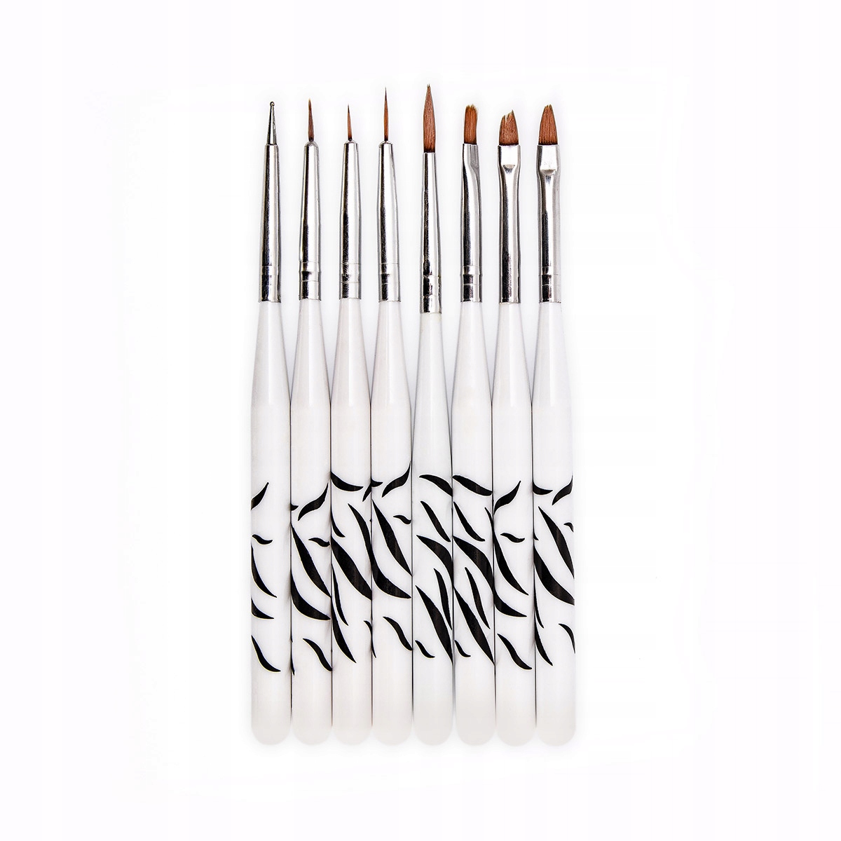 PĘDZELKI DO ZDOBIEŃ ŻELU AKRYLU SONDA 8SZT ZEBRA