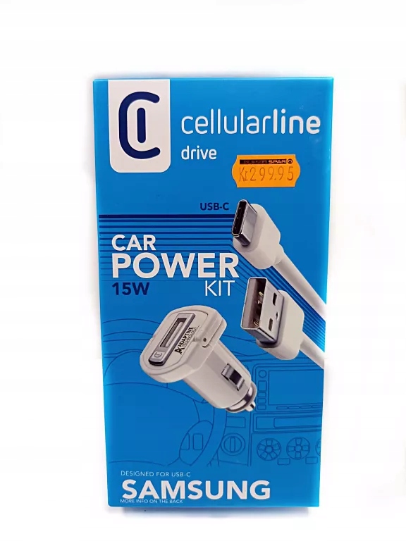 Ładowarka samochodowa Cellular Line CAR CHARGER KIT SAMSUNG 15W TYPE-C WHITE – Szybkie ładowanie w podróży