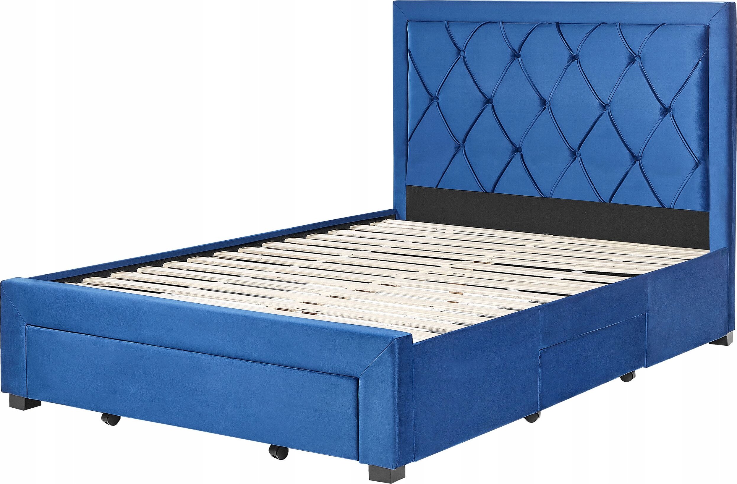 Łóżko welurowe 140 x 200 cm niebieskie LIEVIN – Elegancja i komfort w Twojej sypialni
