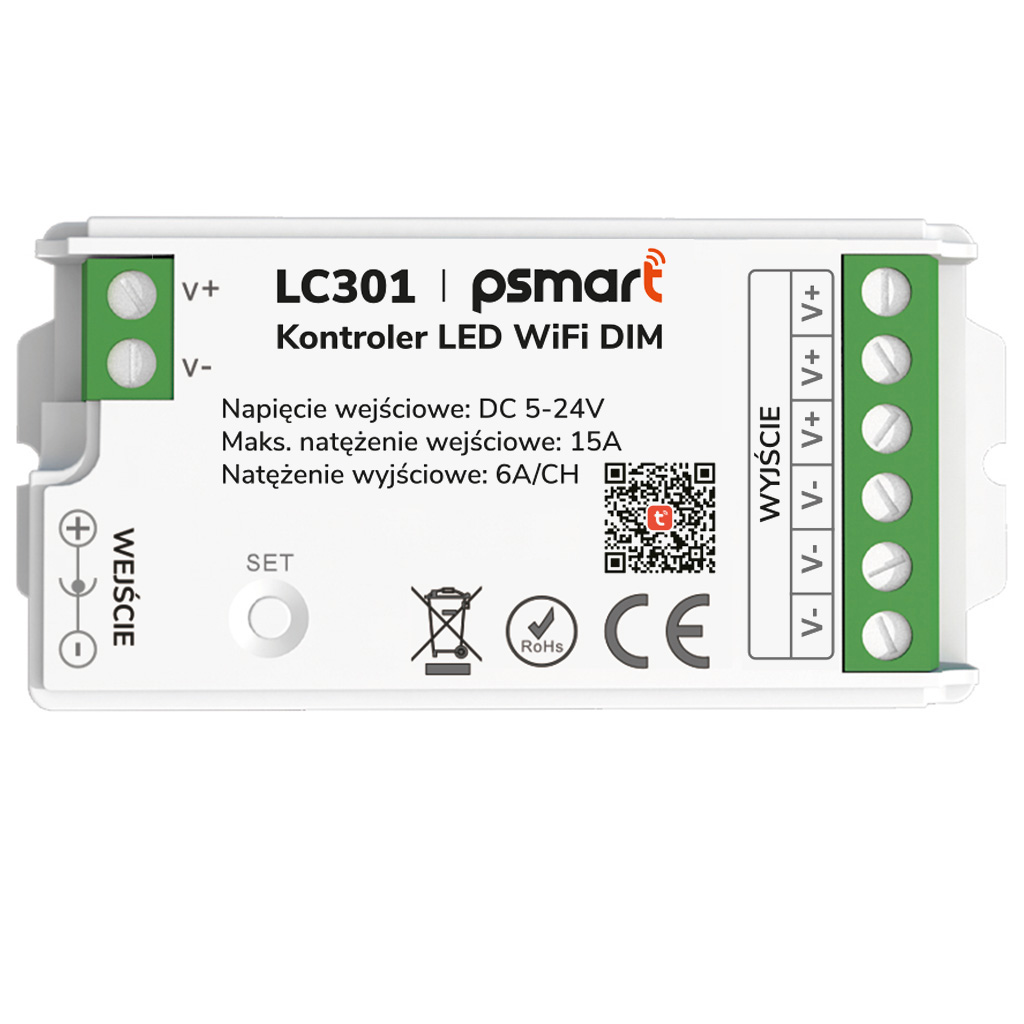 PSMART Mini Kontroler Ściemniacz LED DIM 5-24V 15A – Inteligentne oświetlenie w Twoim domu