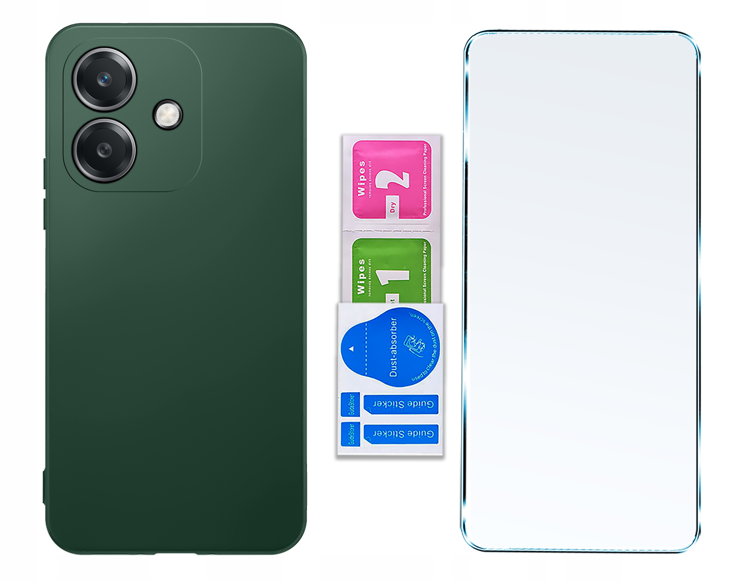 Zestaw zawiera szkło hartowane 9H i akcesoria do czyszczenia