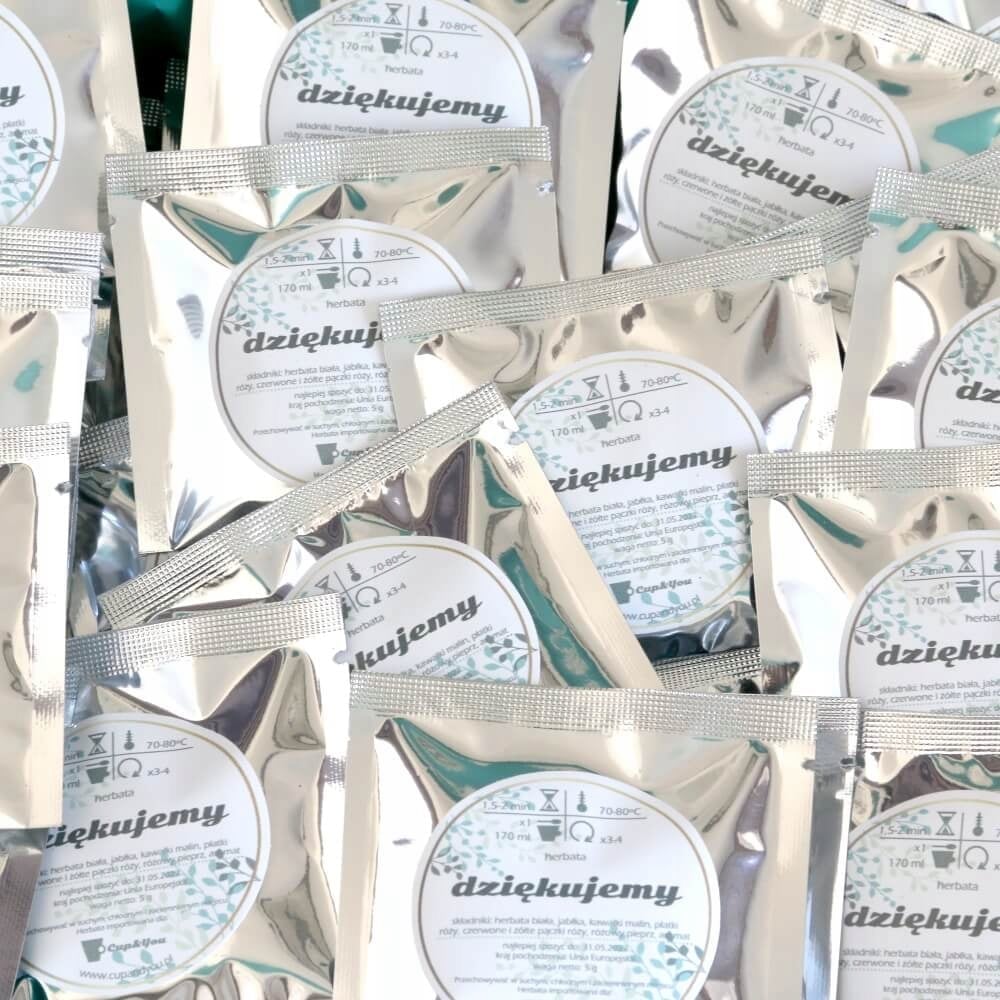 100 saszetek z herbatą DZIĘKUJEMY na ŚLUB WESELE EAN (GTIN) 5904815200547