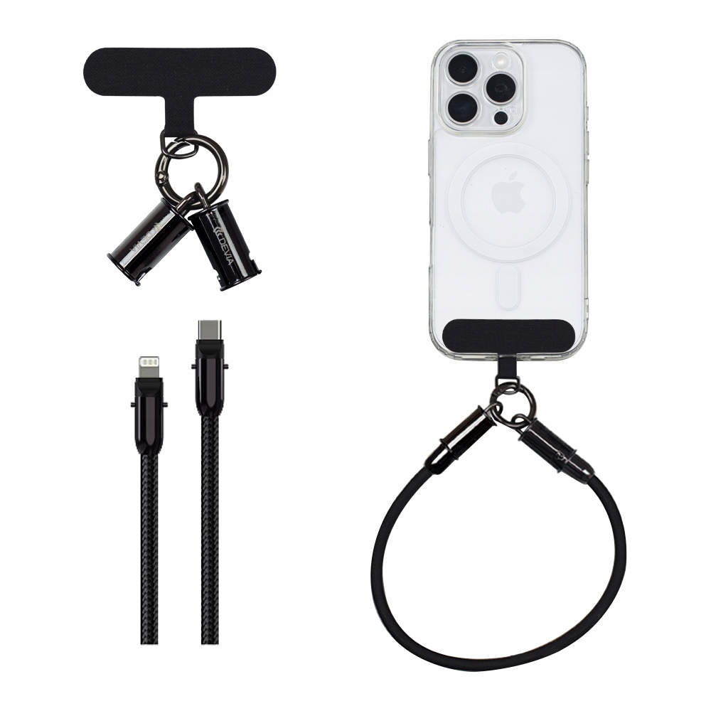 Devia kabel uniwersalna smycz 2w1 PD USB-C - Lightning 0,3 m 27W czarny – Idealne rozwiązanie do ładowania i przesyłania danych