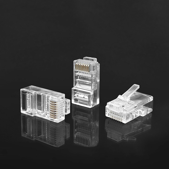 Qoltec Wtyk przelotowy złącze RJ45 | CAT6 | UTP | Pass Through | Pozłacane styki | 100 sztuk – Wysoka jakość i niezawodność