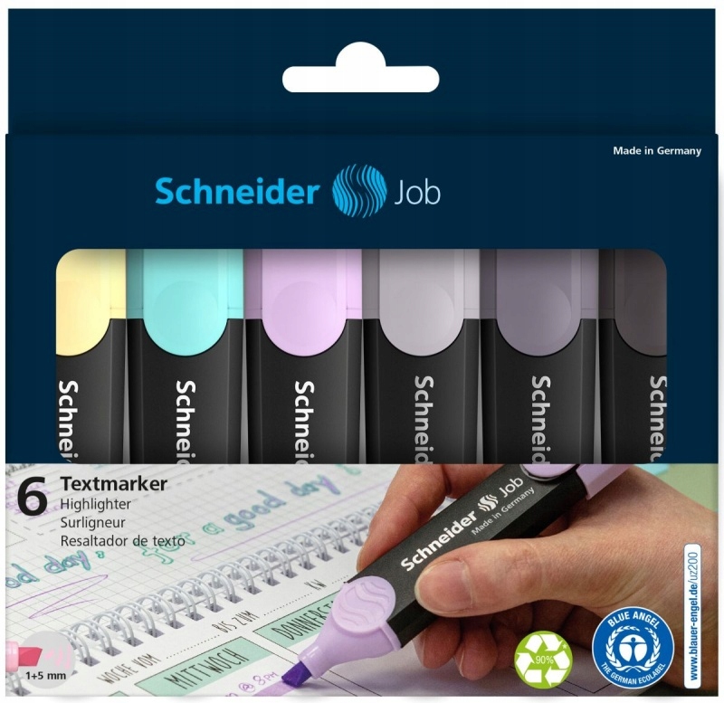 Zestaw zakreślaczy SCHNEIDER Job Pastel Grey – Idealny do biura i szkoły