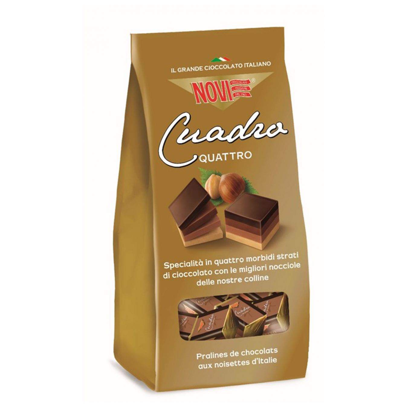 Dwie warstwy czekolady gianduja z orzechami