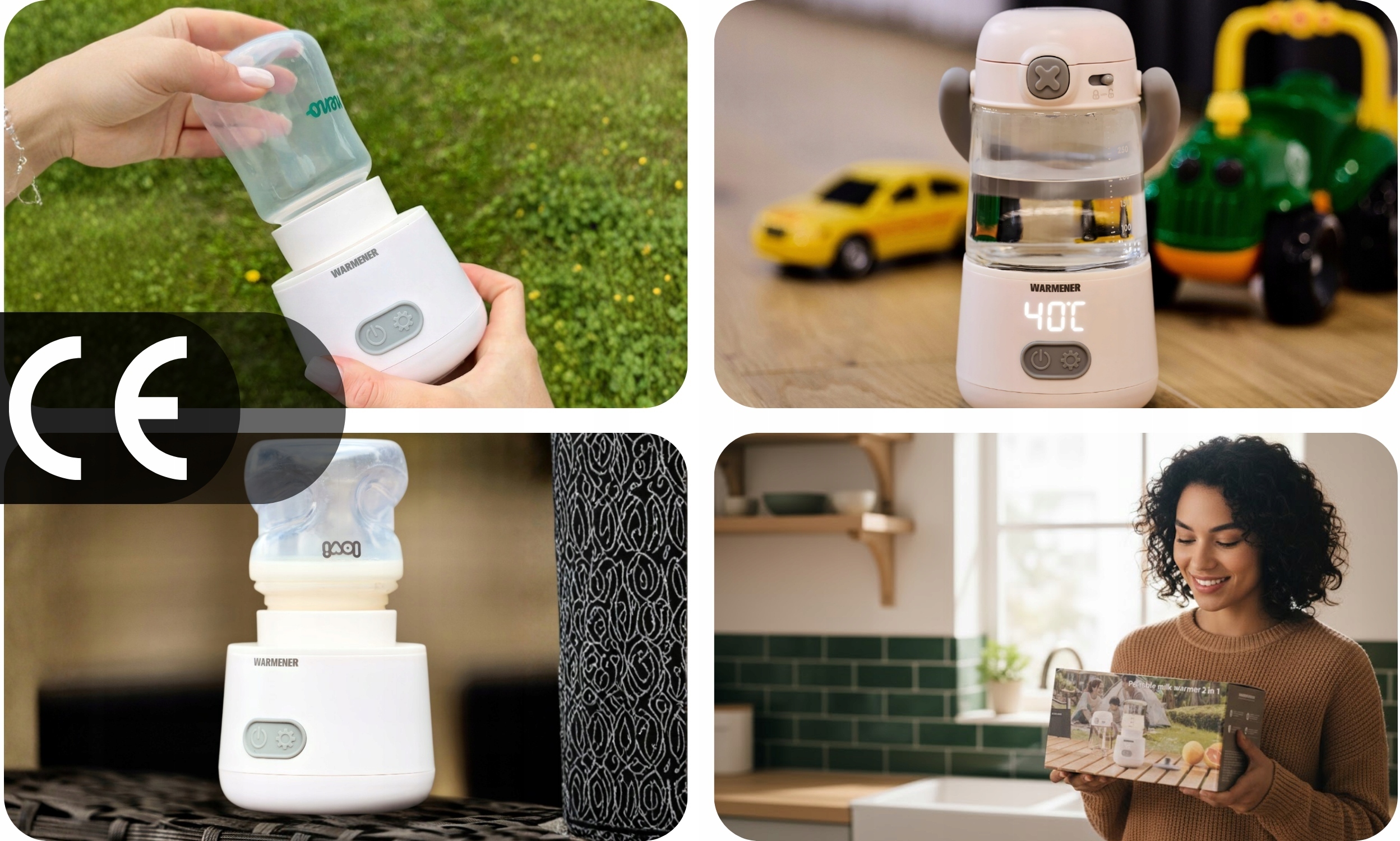 Przenośny podgrzewacz do butelek Warmener PureGo 2w1 ze szklaną butelką i adapterami