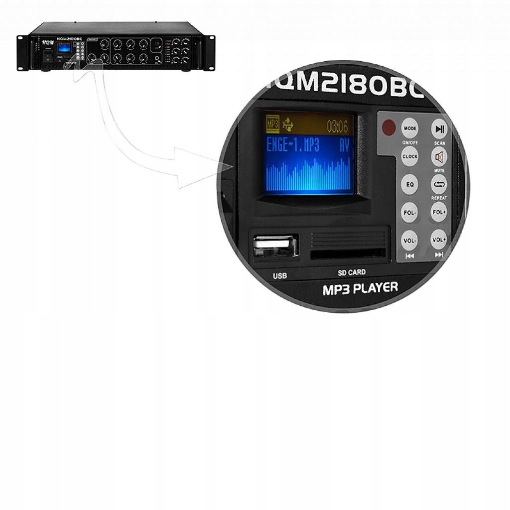 Wbudowany odtwarzacz MP3 i tuner radiowy AM/FM