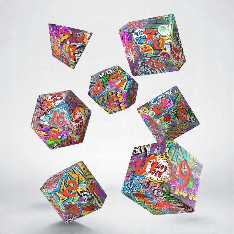Zestaw Kości Full Art: Graffiti – Kolorowe i artystyczne doświadczenie w grach