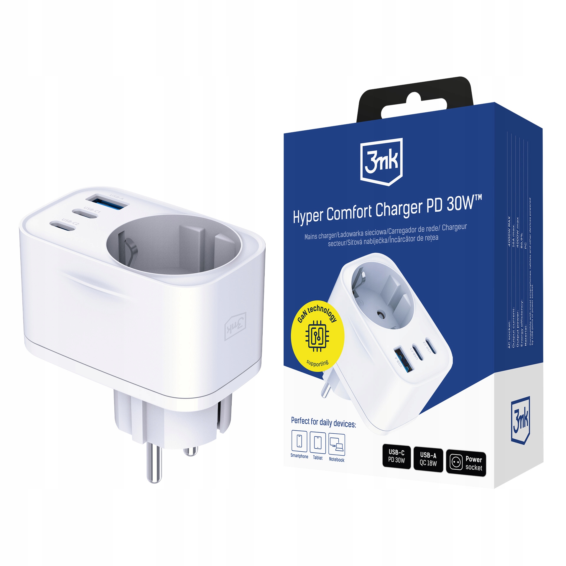 Adapter sieciowy 3MK Hyper Comfort Charger 30W – Wydajne ładowanie dla Twoich urządzeń