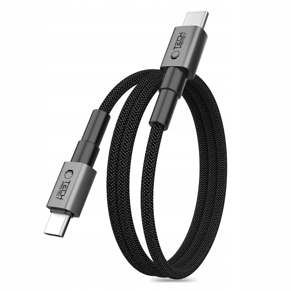 TECH-PROTECT ULTRABOOST DNA MAGTWIST TYPE-C CABLE PD 100W / 5A 100CM IRON GREY – Szybkie ładowanie i niezawodna transmisja danych