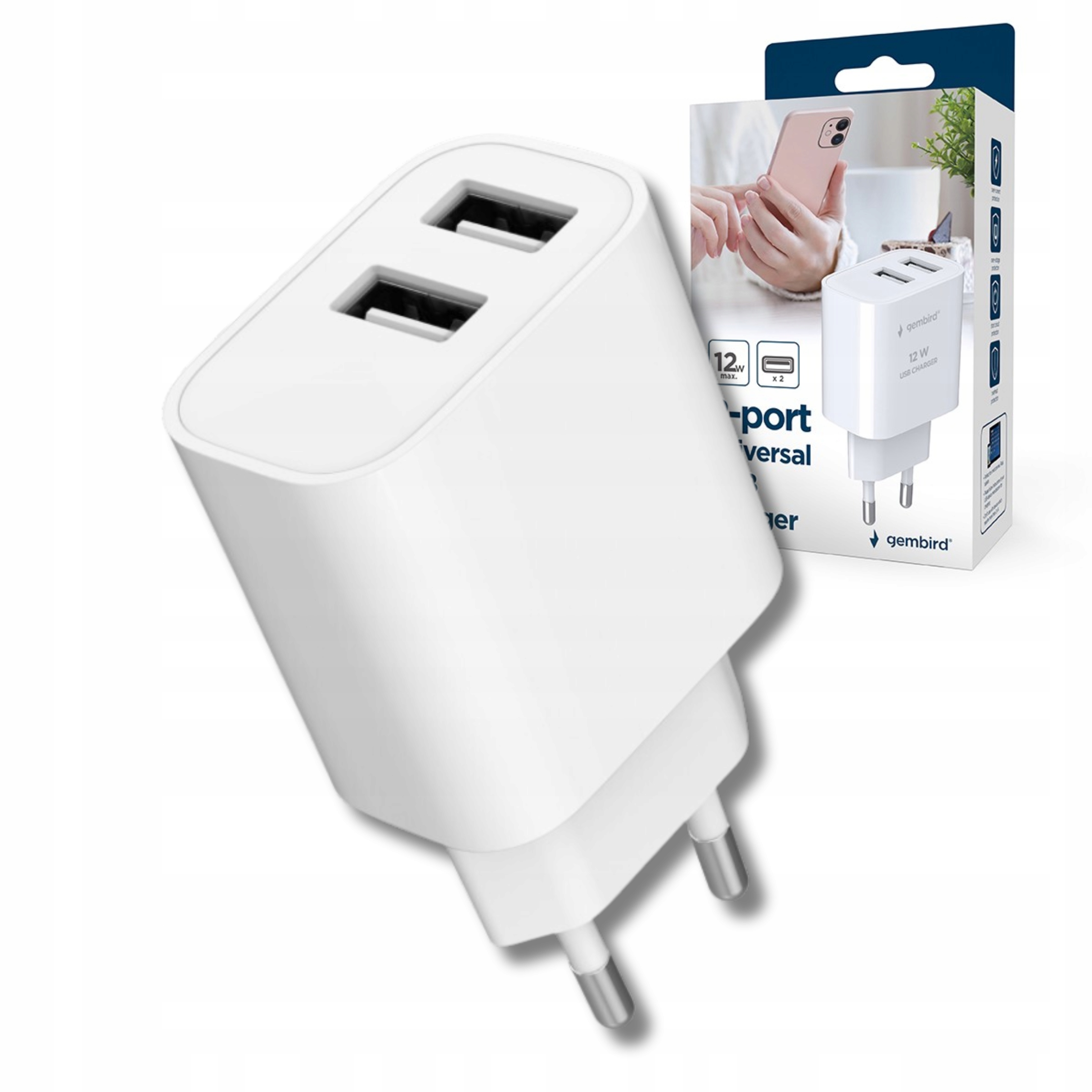 Uniwersalny adapter sieciowy z dwoma portami USB