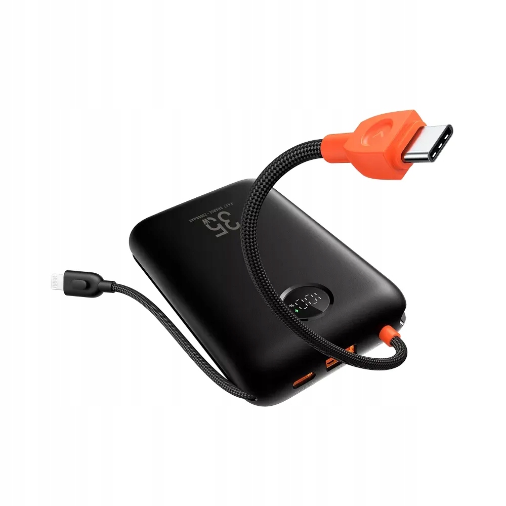 VEGER powerbank 20000 mAh z wbudowanymi kablami Typ C / Lightning PD QC3.0 35W K2 (W2068) czarny – Niezawodne źródło energii