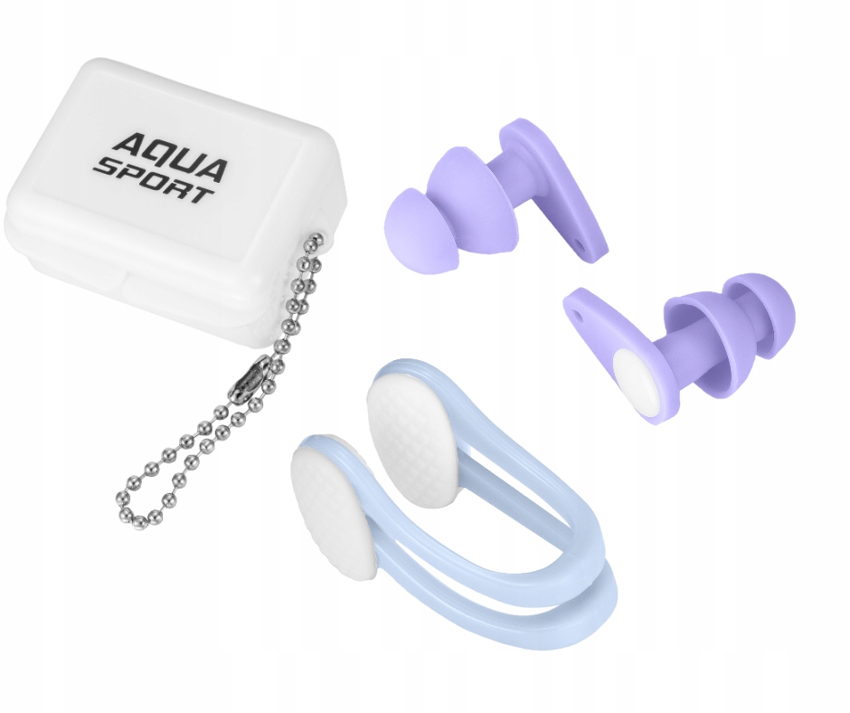 Aqua-Sport zestaw klips na nos zatyczki do uszu AquaCalm purple AS3153 – Komfort i bezpieczeństwo w wodzie