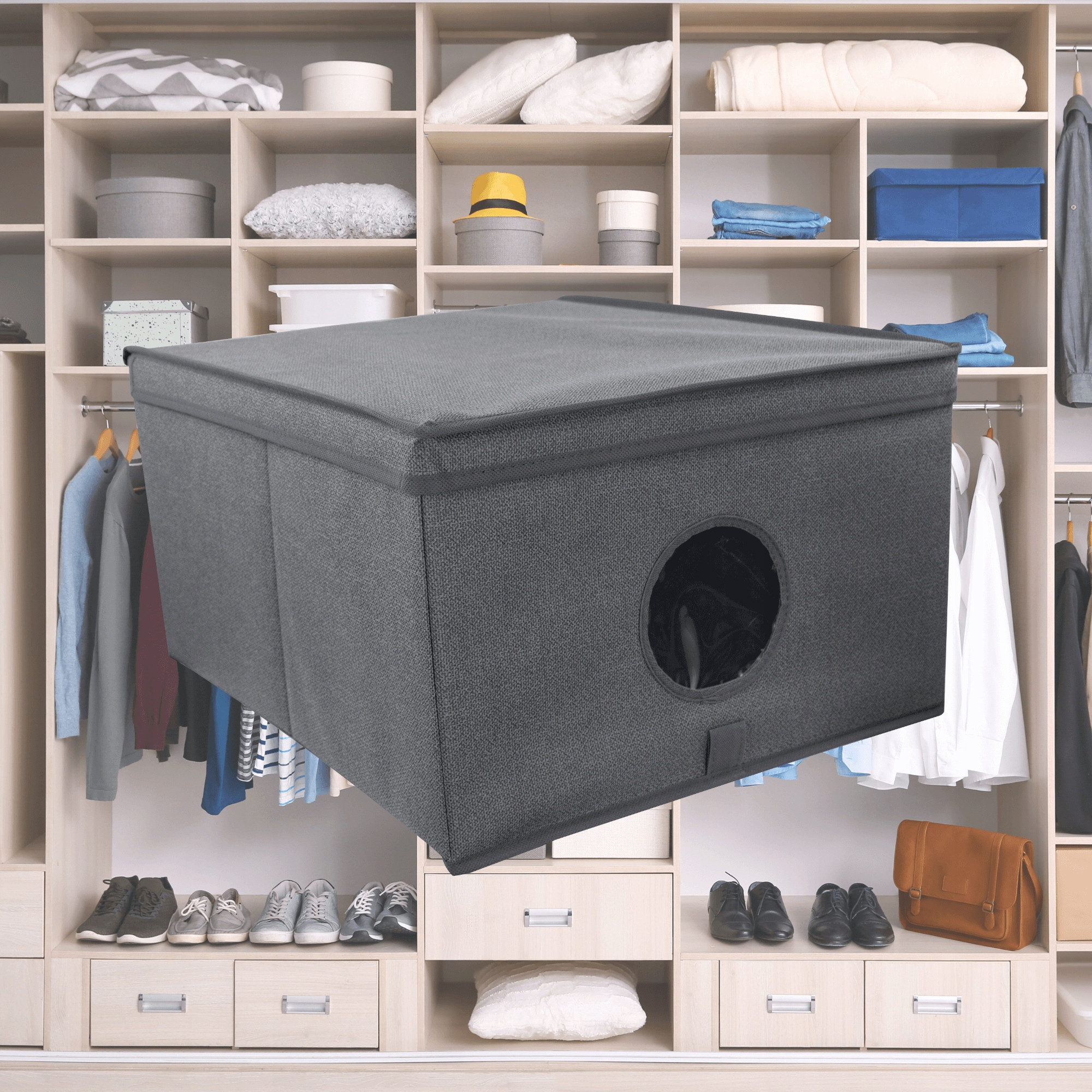 Pudełko składane L 50x40x25 cm Szare – Idealne rozwiązanie do przechowywania
