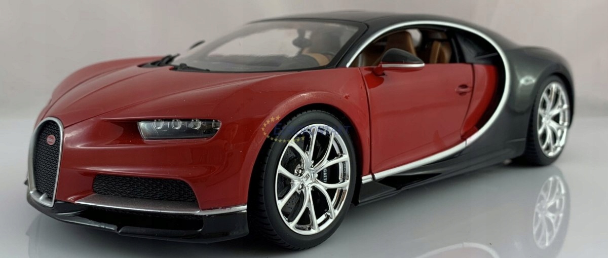BBU 1:18 Bugatti Chiron czarno-czerwony – Model dla młodych miłośników motoryzacji