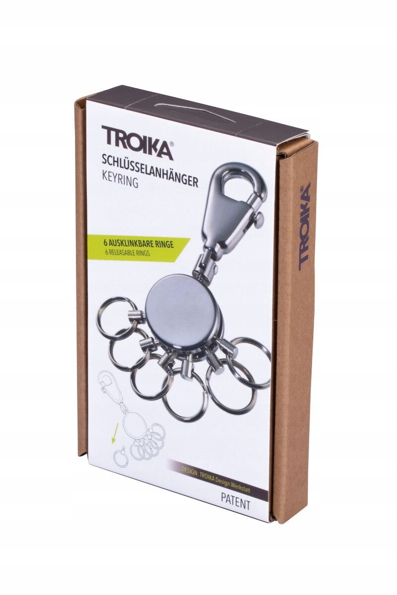 Brelok do kluczy TROIKA PATENT czarny chrome – Stylowy i funkcjonalny dodatek