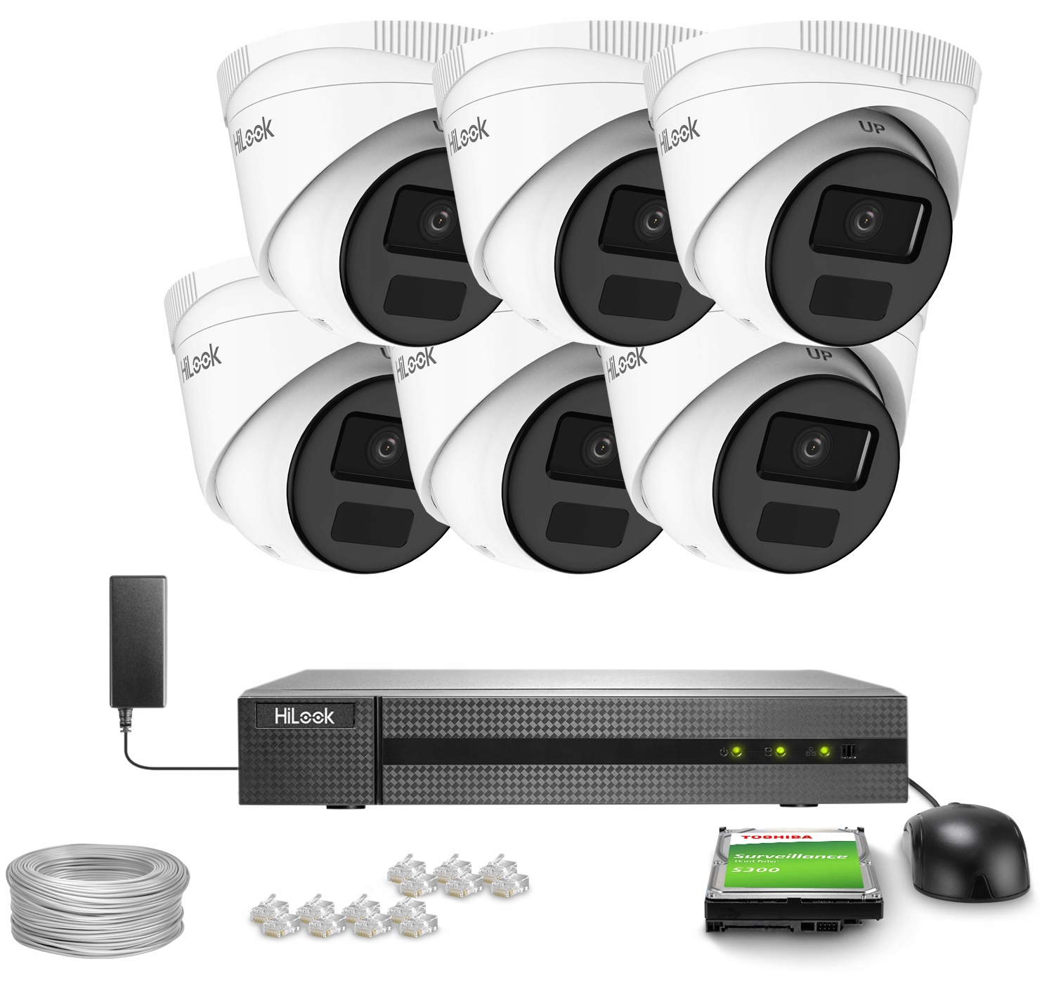 Zestaw do Monitoringu 6x IPCAM-T2-P Full HD, PoE, IR 20m, HiLook Hikvision – Kompleksowe rozwiązanie do nadzoru