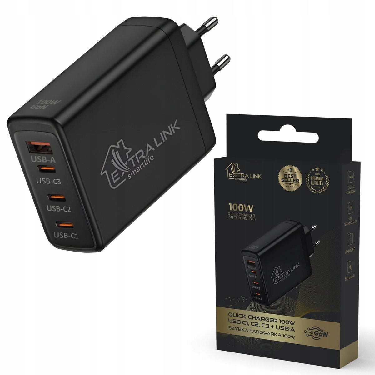 Ładowarka ExtraLink Extralink CHARESL01 Smart Life Fast Charger 100W GaN – Szybkie ładowanie w zasięgu ręki