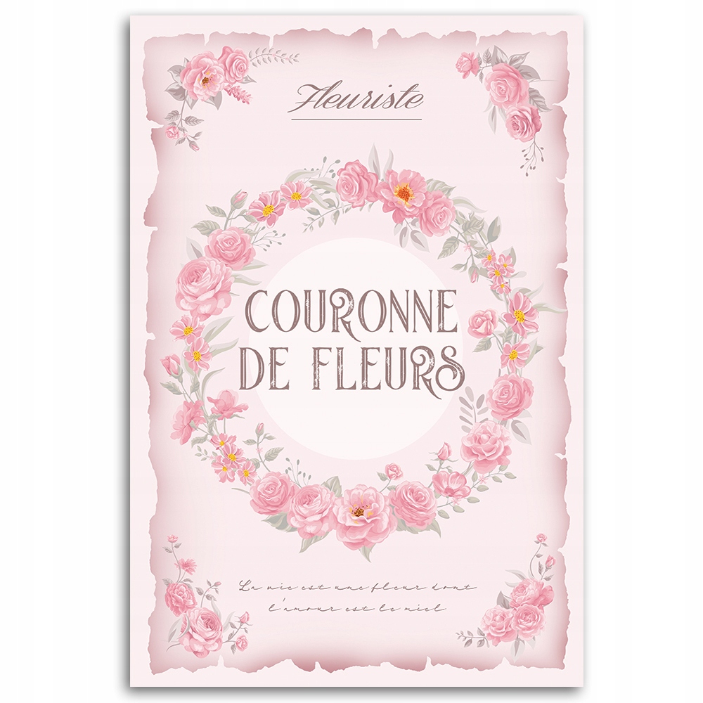 Feeby obraz na płótnie Wianek z róż Shabby Chic 40x60 – Elegancka dekoracja do Twojego wnętrza