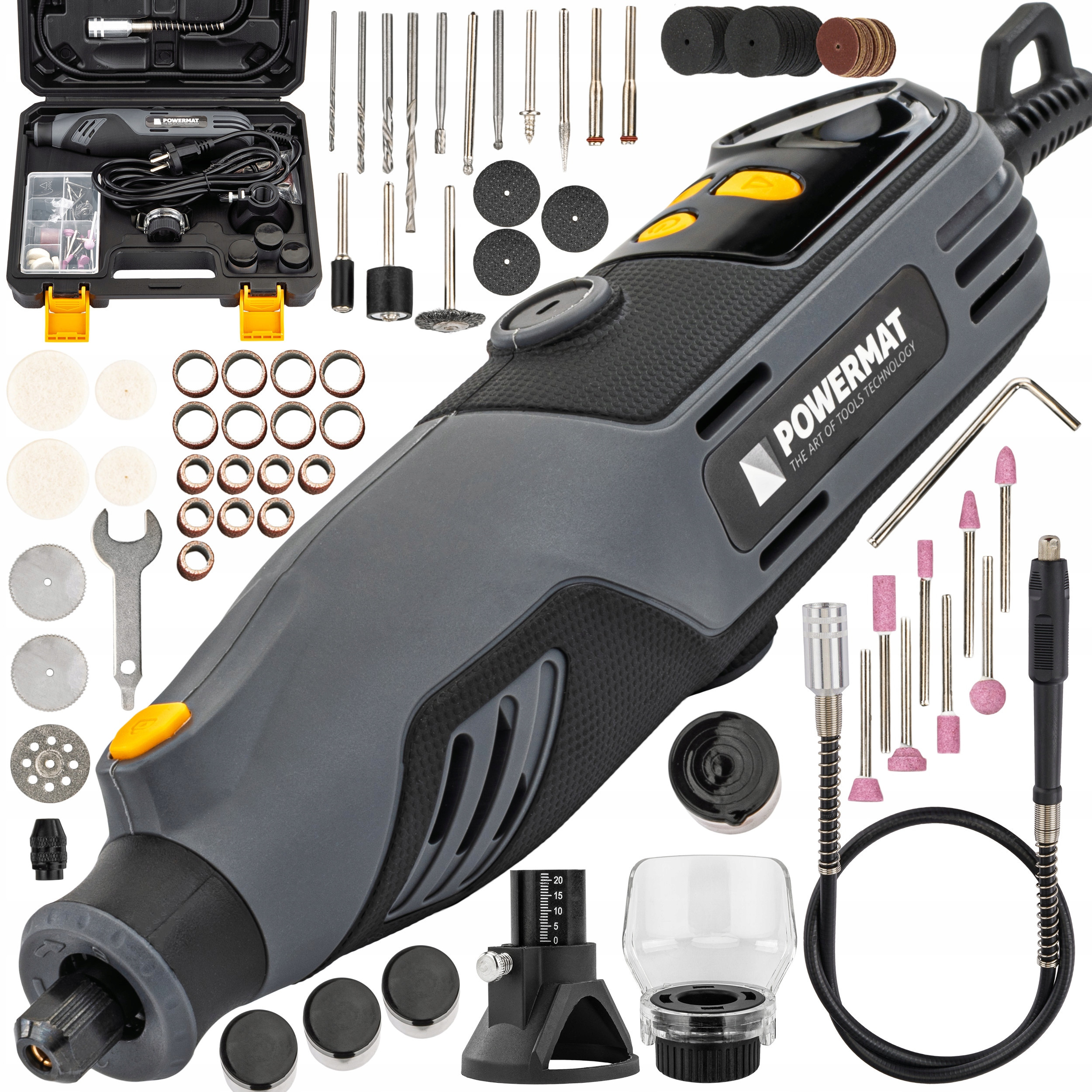 MINI SZLIFIERKA PROSTA TRZPIENIOWA FREZARKA WIELOFUNKCYJNA LCD + ZESTAW XXL – Wszechstronne narzędzie do cięcia i szlifowania