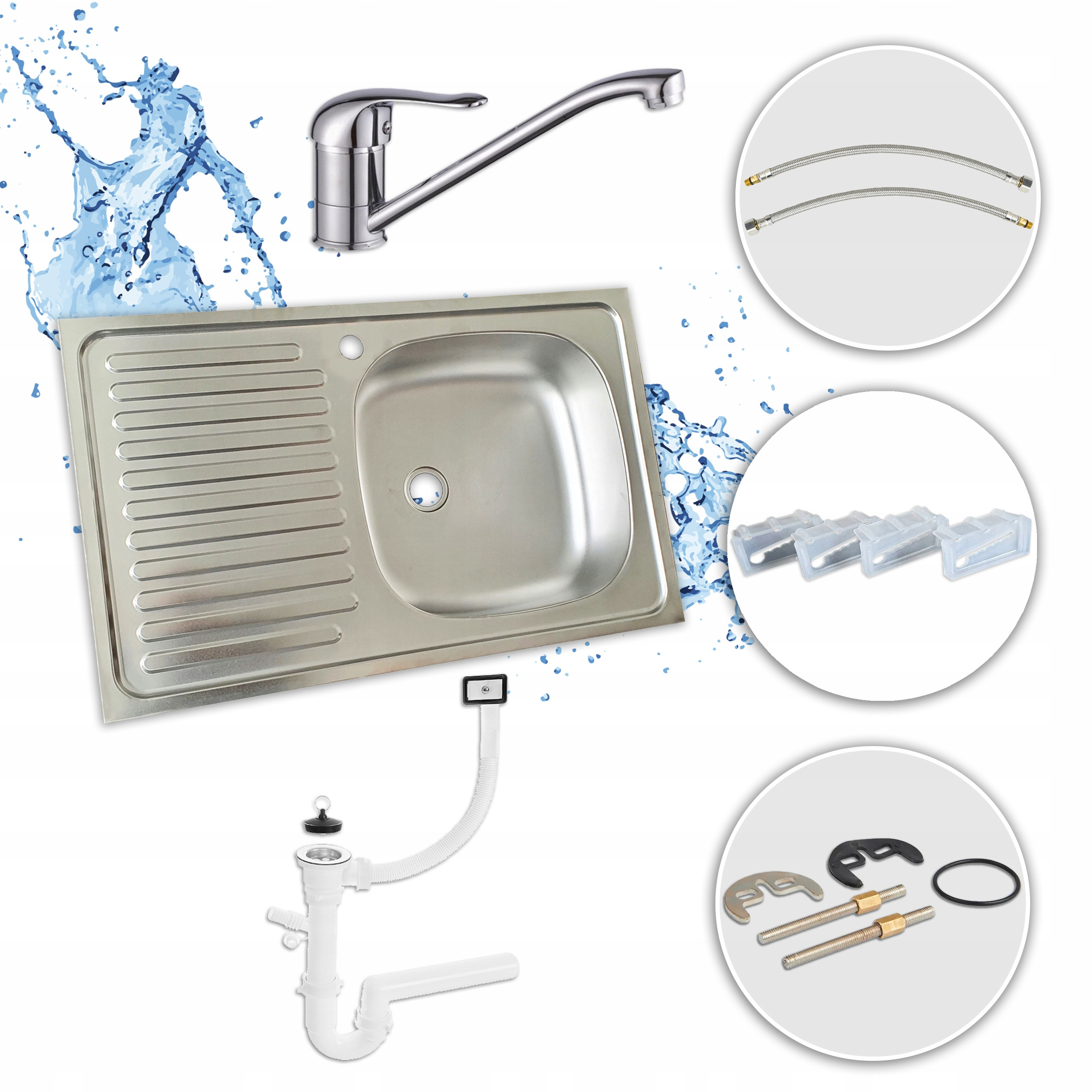 Nowoczesna bateria zlewozmywakowa z obrotową wylewką