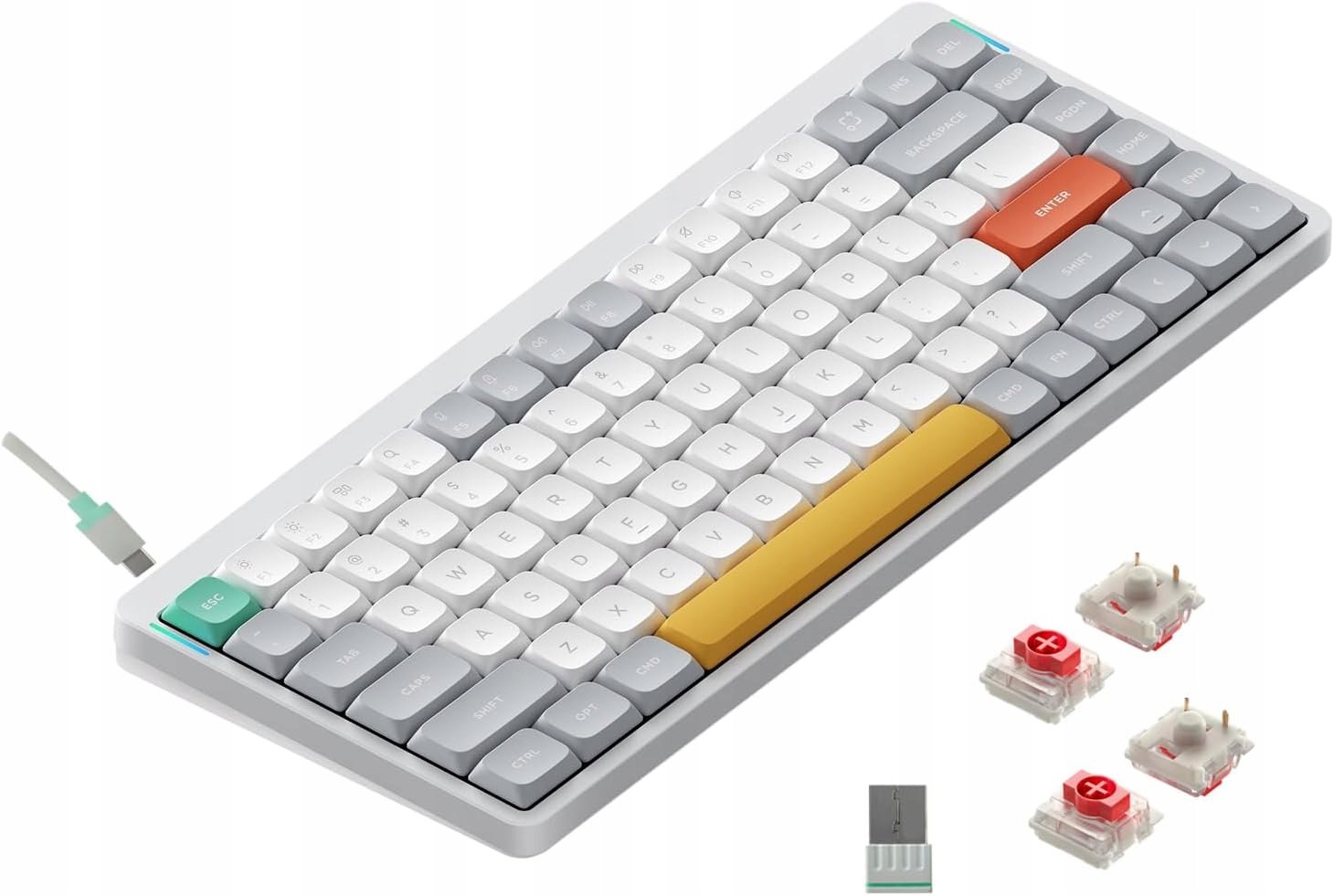 Nuphy Air75 V2 – Bezprzewodowa Klawiatura Mechaniczna Slim Ionic White Red