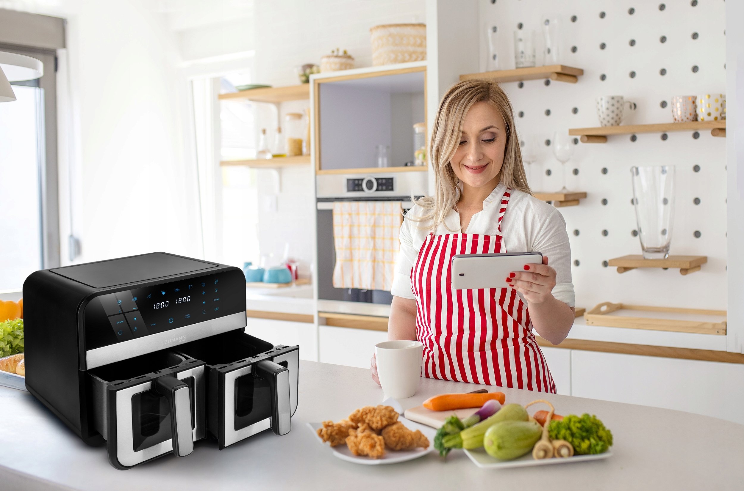 FRYTKOWNICA BEZTŁUSZCZOWA LEHMANN TASTE AIR FRYER (Wi-Fi) 9L 2400W PODWÓJNA Model TASTE AIR FRYER 9L 2400W PODWÓJNA 2X SZUFLADA