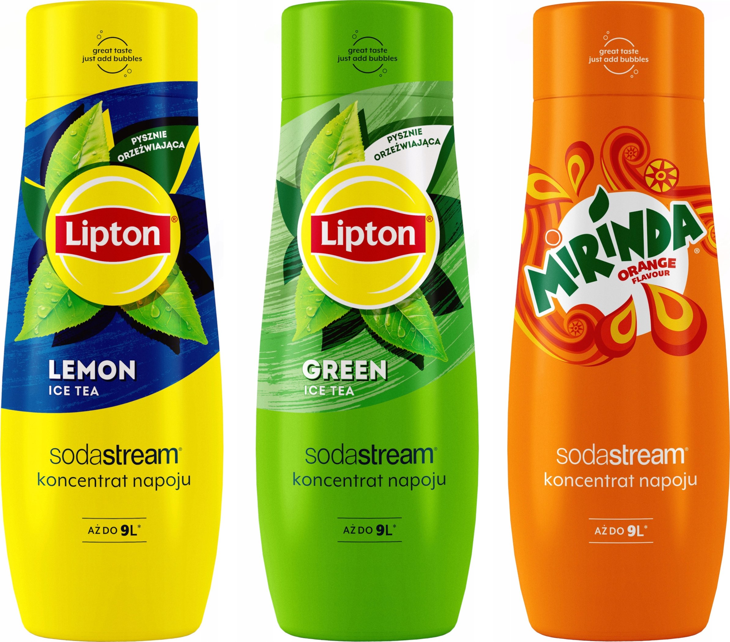 Zestaw 3 koncentratów SodaStream Lipton Lemon + Green + Mirinda – Orzeźwiające smaki w Twoim domu