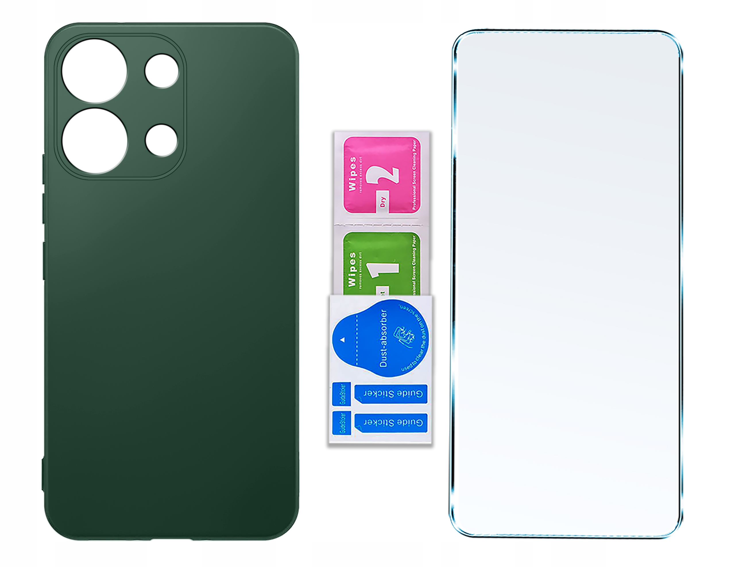 Zestaw zawiera szkło hartowane 9H i akcesoria do czyszczenia