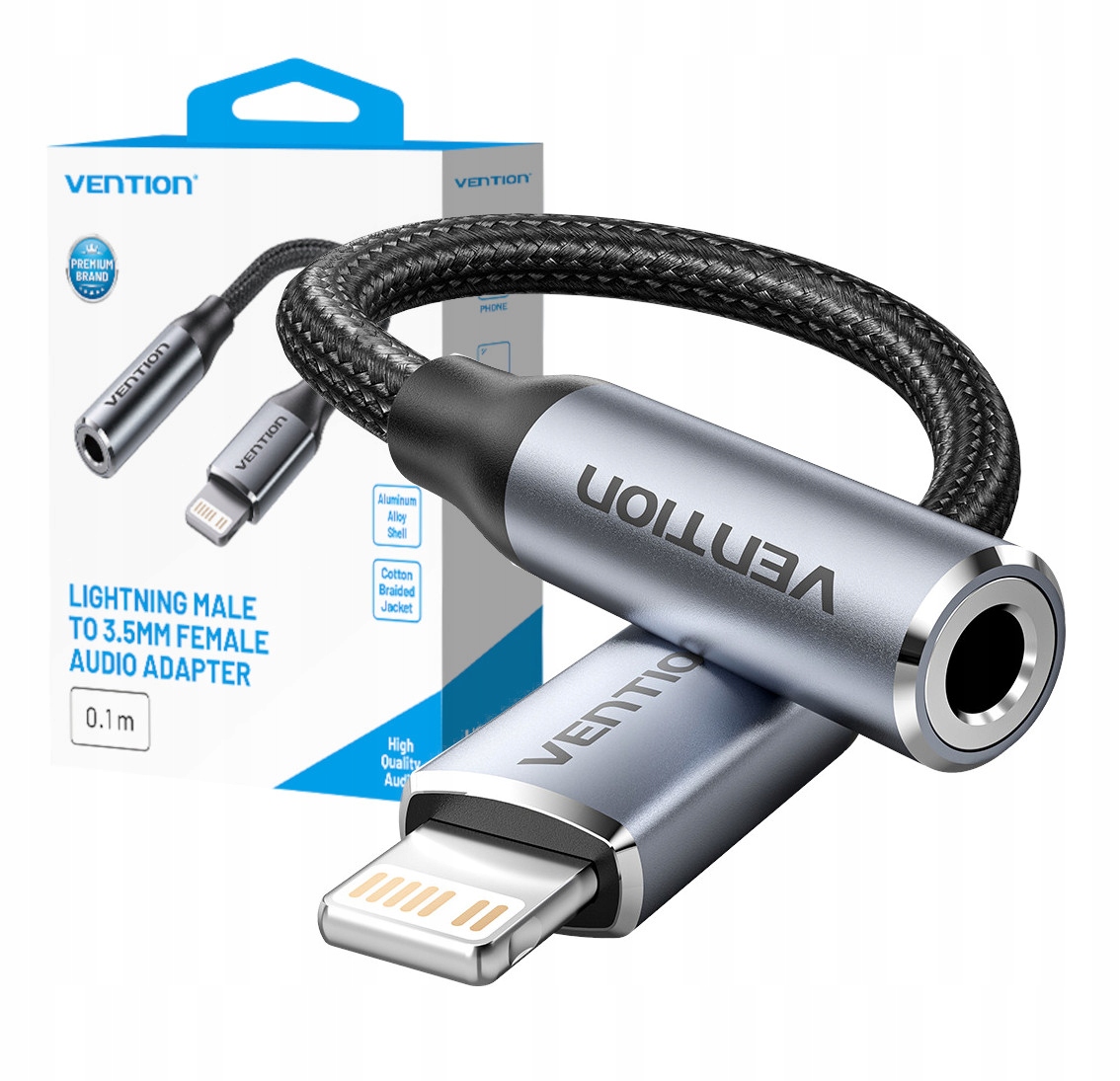 Adapter Lightning do 3.5mm Jack Vention 0,1m – Idealne rozwiązanie dla użytkowników iPhone'ów