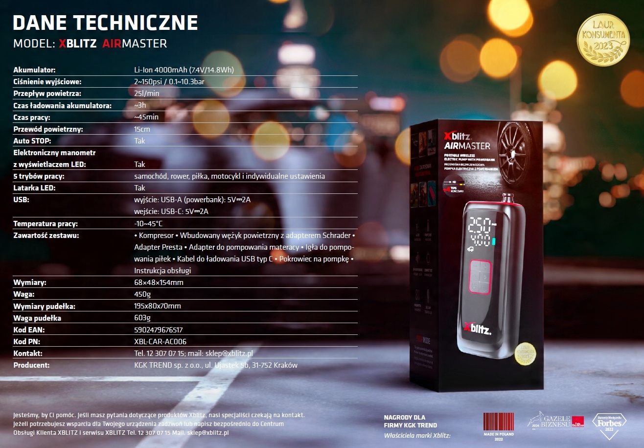 Pompka elektryczna Xblitz Airmaster – Twoje mobilne wsparcie w pompowaniu