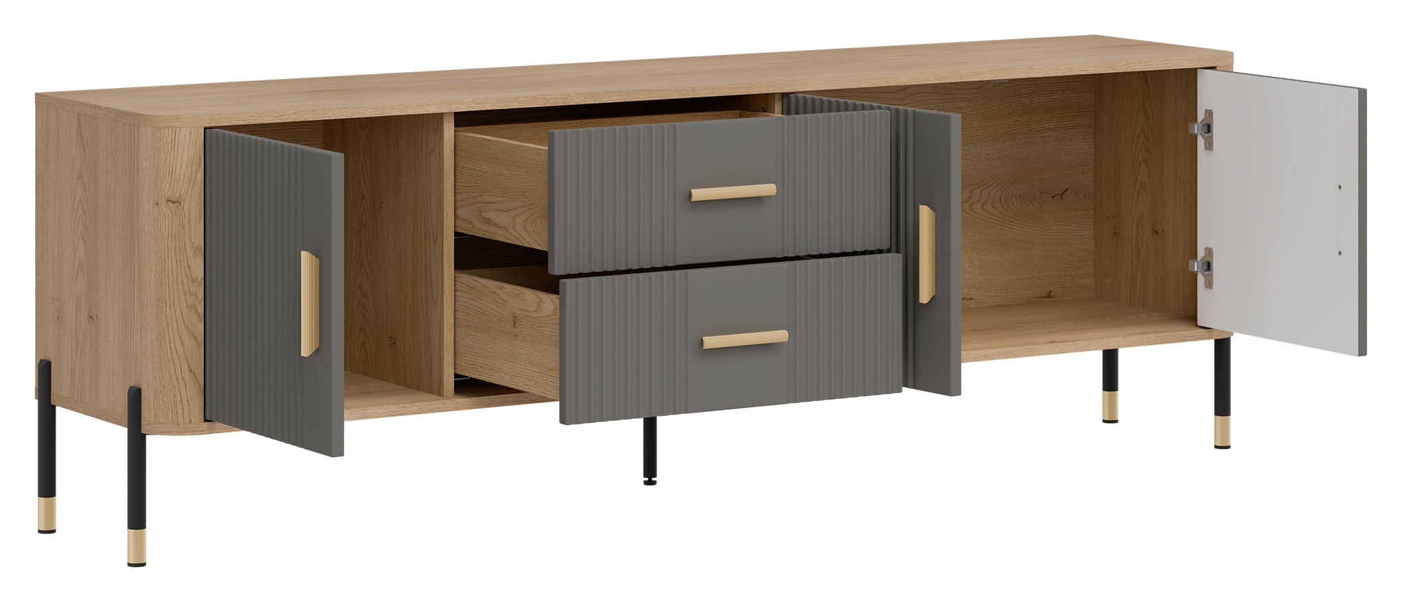 Nowoczesny design szafki RTV DANTE DT02 – Połączenie stylu i praktyczności