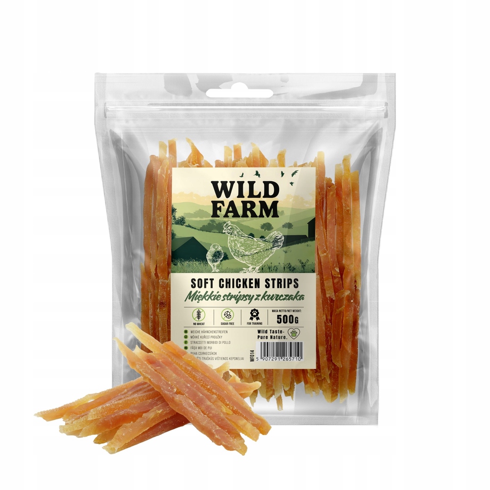 WILD FARM miękkie stripsy z kurczaka 500g – Przysmak dla psa pełen smaku