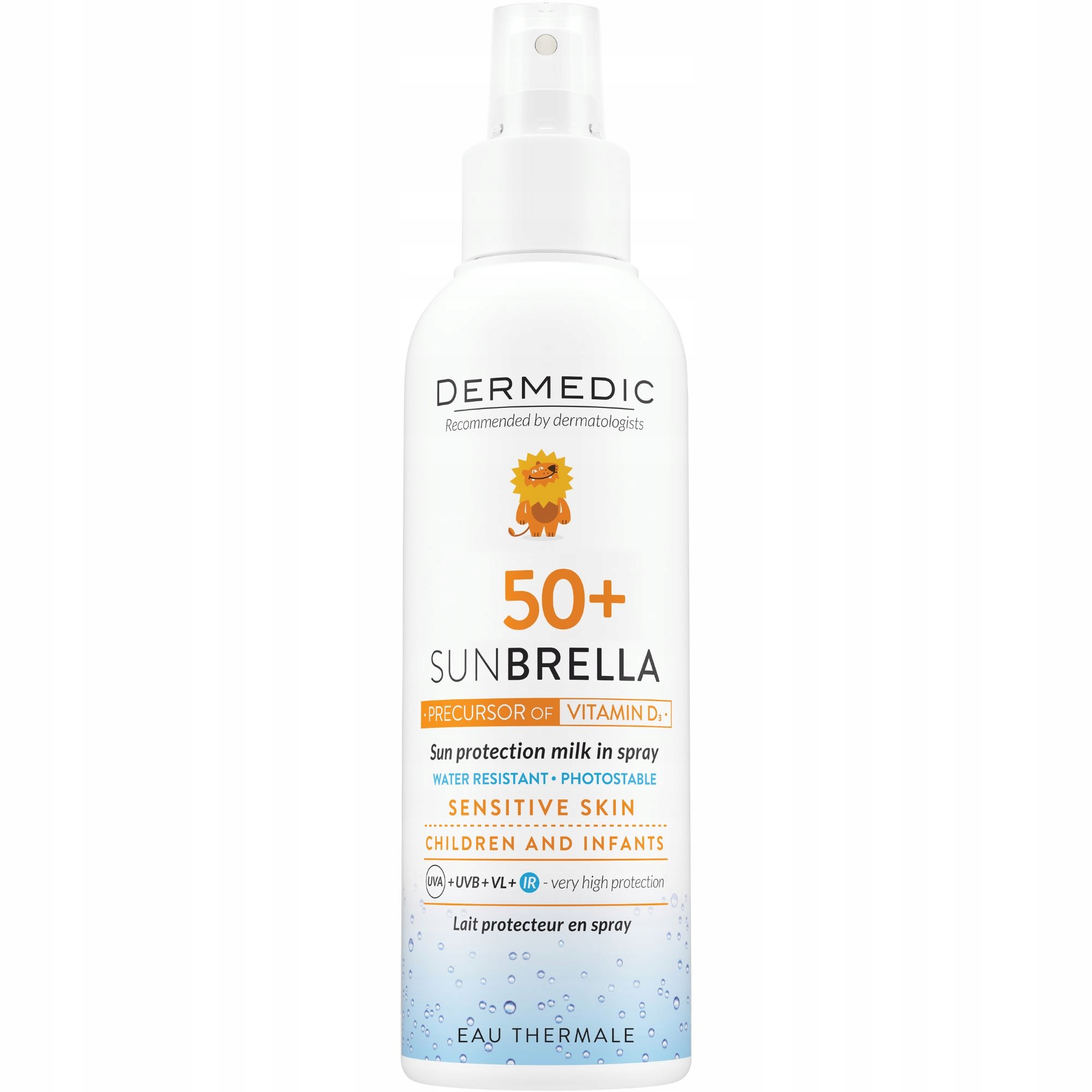DERMEDIC SUNBRELLA BABY Mleczko ochronne w sprayu SPF 50+ – Bezpieczna ochrona dla najmłodszych