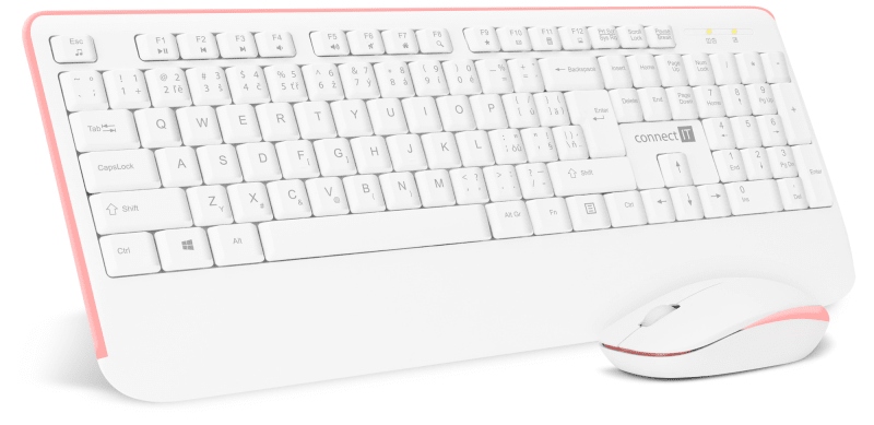 Klawiatura + mysz Connect IT CONNECT IT Combo – Bezprzewodowy zestaw w biało-różowym kolorze