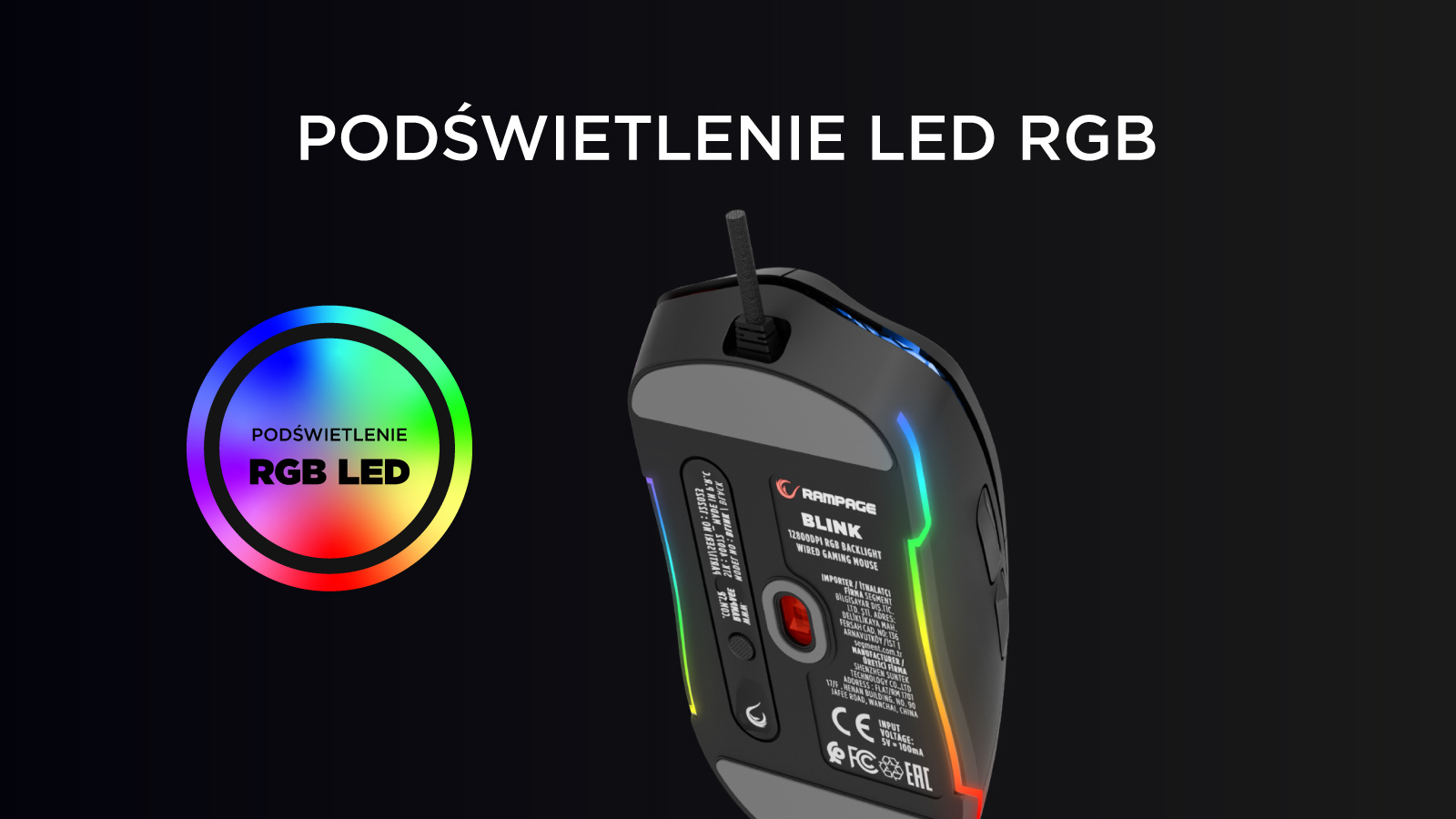 Myszka gamingowa RGB przewodowa