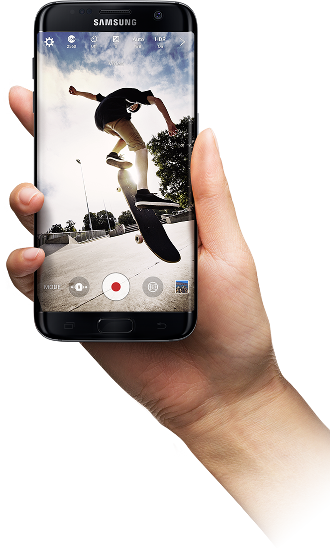 Zdjęcie skateboardzisty wyświetlane na ekranie Galaxy S7 edge