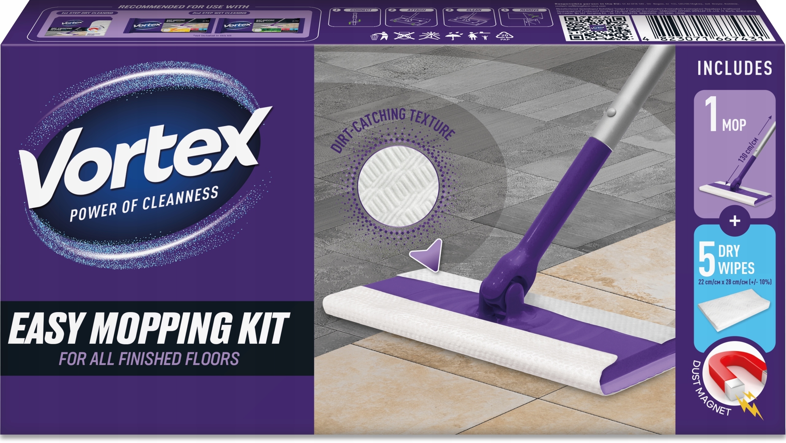 W zestawie 5 suchych chusteczek do zamiatania