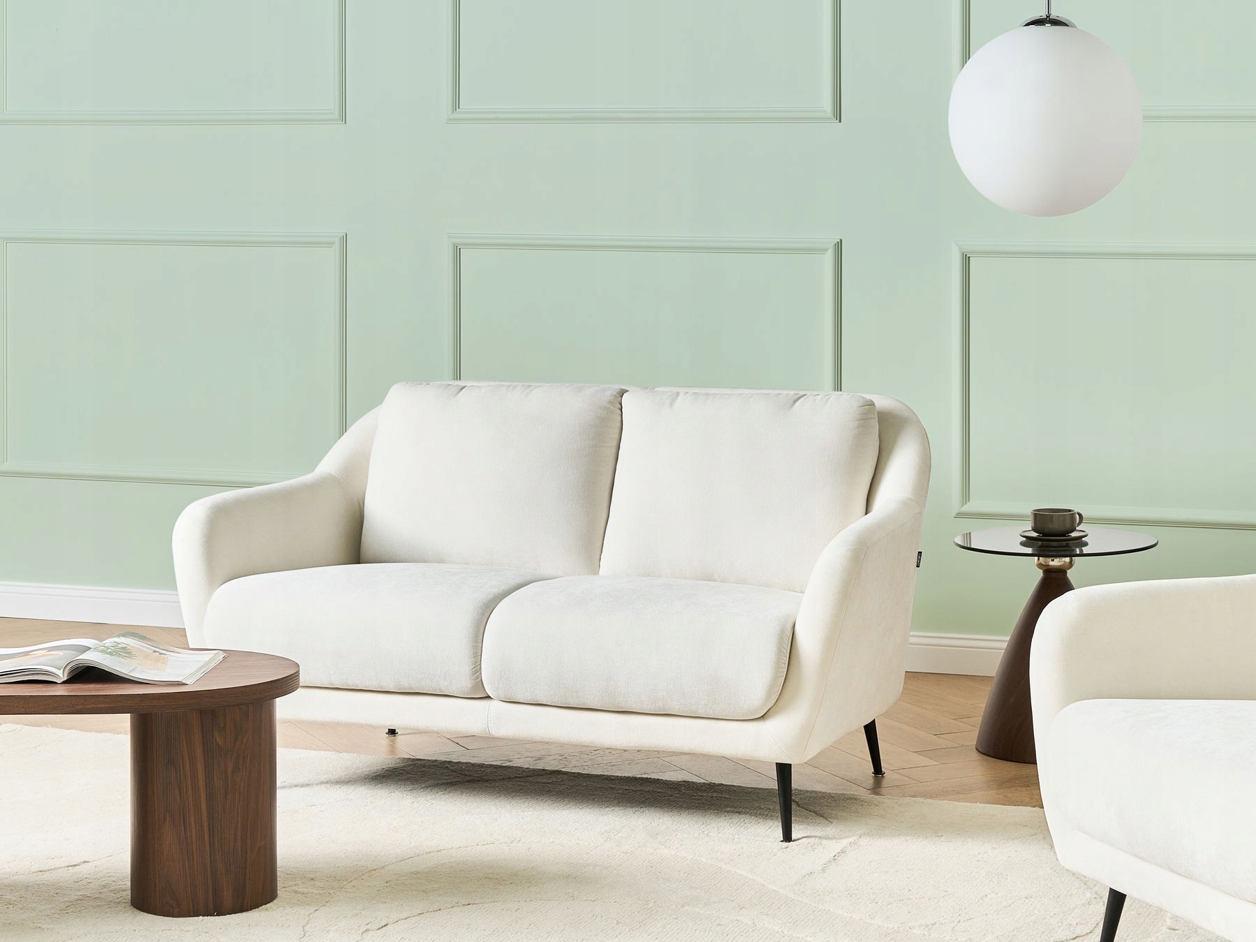 Sofa dla 2 osób EIBY Szenil Biały – Elegancja i komfort w Twoim wnętrzu