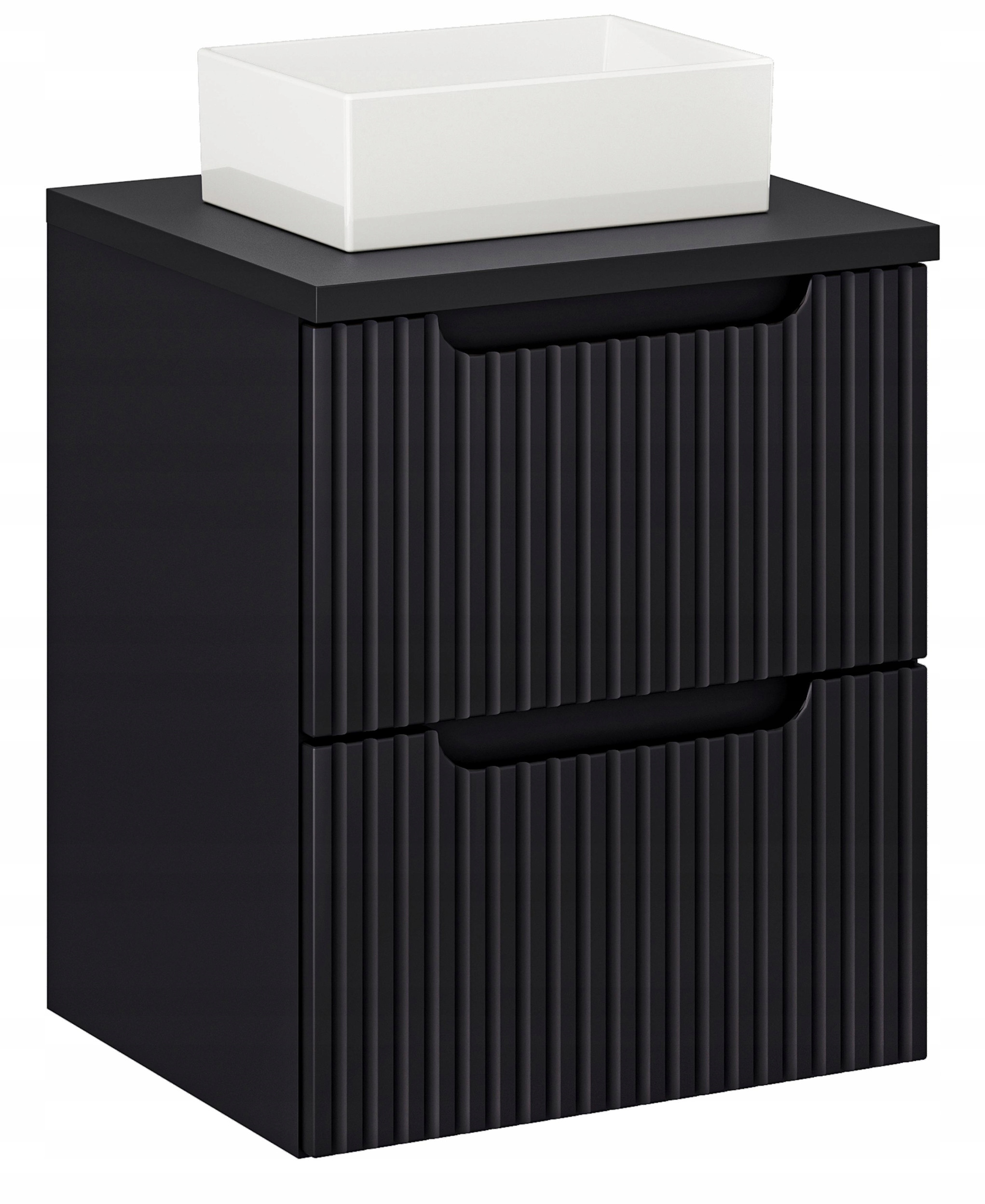 CZARNA szafka łazienkowa NOVA BLACK 82-50 2S z umywalką i blatem 50 cm – Elegancja i funkcjonalność w Twojej łazience