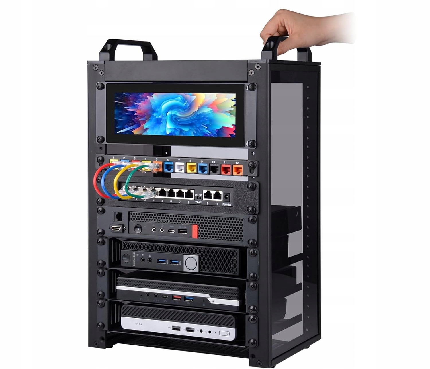 GeeekPi DeskPi RackMate T1 – Kompaktowa szafa serwerowa 8U do sieci audio/wideo