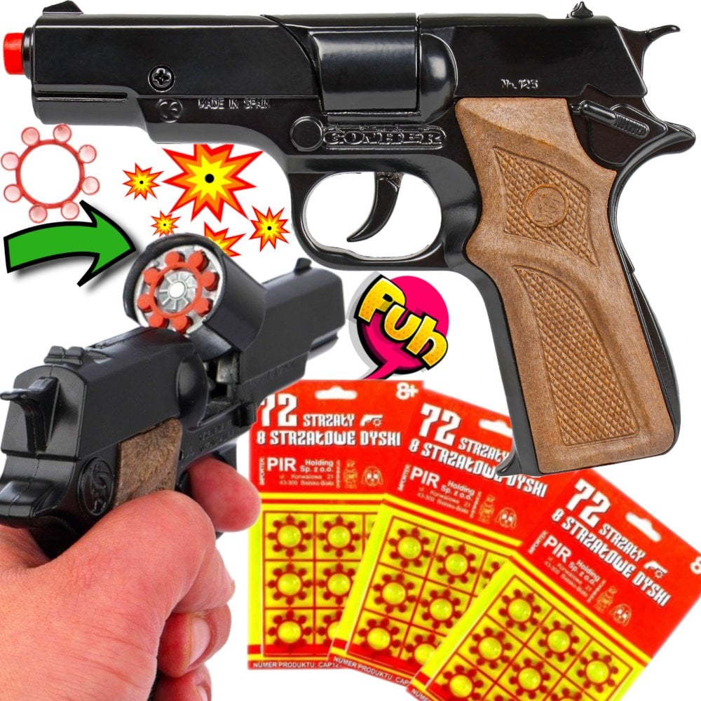 Pistolet Metalowy Na Kapiszony COLT GONHER Policyjny Hukowy 8-Strzałowy TOMDORIX