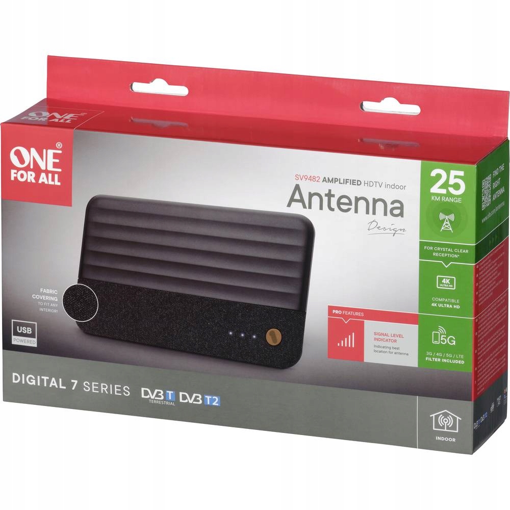 Antena wewnętrzna SV 9482 Ant - 4K UHD aktywna 360° w kolorze czarnym