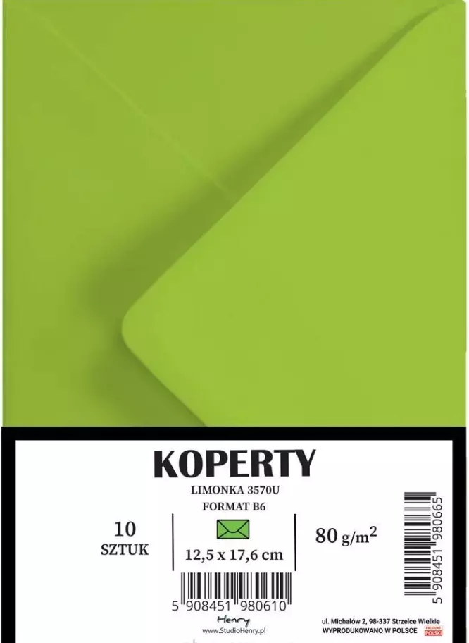 Koperty B6 limonka 10 szt. – Idealne do biura i firmy