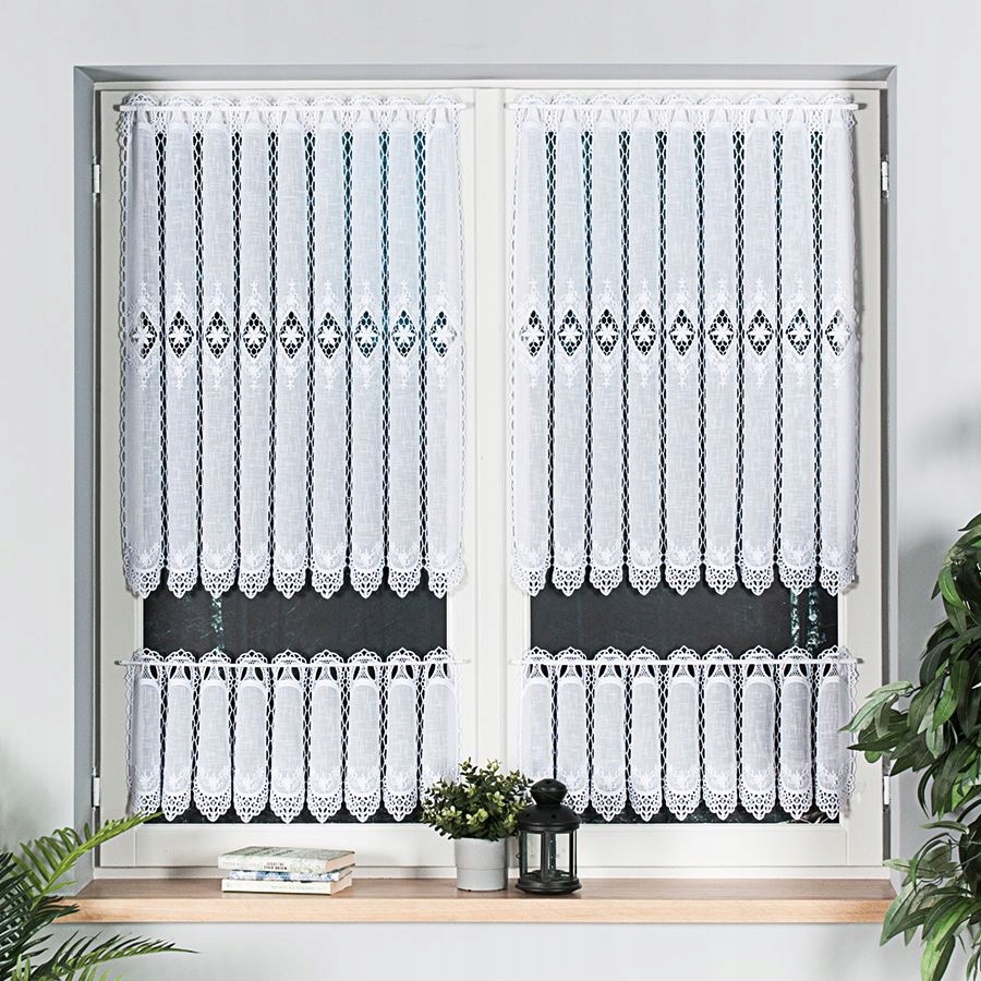 Zazdrostka 015590 - gipiura + materiał z haftem 60cm BIAŁA – Elegancja w Twoim wnętrzu