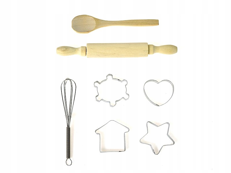 Zestaw zawiera: fartuch, czapkę, wałek i więcej